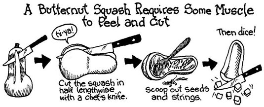 如何將硬皮蔬菜切成兩半