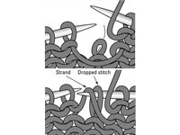 如何使用 Purl Stitch 在下面的行中撿起掉落的針跡