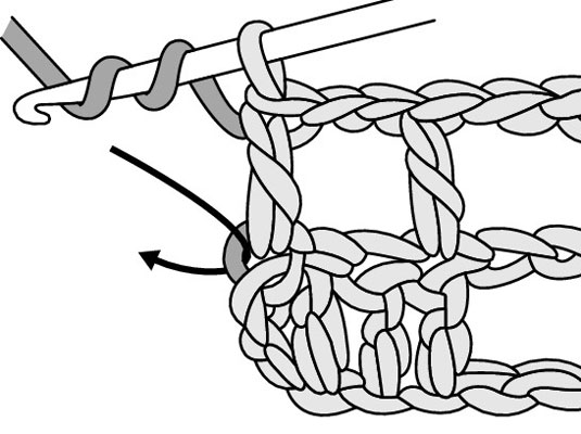 在 Filet Crochet 中增加一行末尾的塊